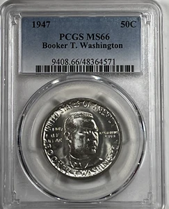 1947 Booker T Washington Commemorative Silver Half Dollar : PCGS MS66 - Picture 1 of 4