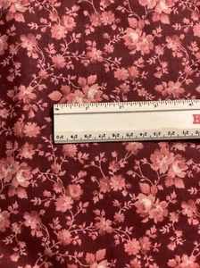 Wine Mauve Floral 30” Cotton Fabric 45”Wide - Picture 1 of 1