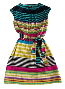 Guess Kleid gestreift Los Angeles Gürtel zum Binden gefüttert Slip Damen Gr. 2 - Bild 1 von 5