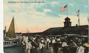 Cambridge MD Watching The Boat Races 1913 - Foto 1 di 2