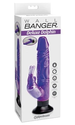 Pipedream Wall Banger Deluxe Dolphin Purple - Vaginal Clitoral Rabbit Dildo Vibe - Image 1 of 4