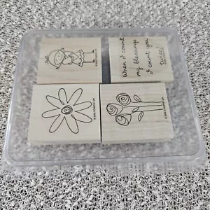 Stampin Up Set of 4 Wood Mount Stamp Set - Everyday Celebrations - Picture 1 of 3