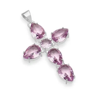 Pink Topas Ethnisch Handgemacht Sister Geschenk Kreuz Design Anhänger Schmuck - Bild 1 von 2