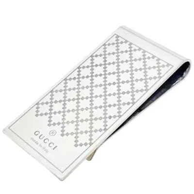 Cartera Gucci Money Bill Clip Diamante Plata Metal 3x6x0,8 cm Usada con Caja Foto 1 de 4