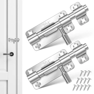2 Pcs Door Lock Sliding Latch Replacement Heavy Duty Gate Latches - Picture 1 of 11