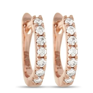 LB Exclusive 14K Rose Gold 0.12 ct Diamond Small Huggie Earrings K0640E01 - Picture 1 of 3