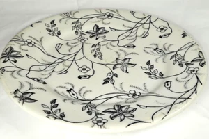 VTG Wellsville Restaurant Ware Bread Plate 7 1/8" Black White Chintz Floral 1930 - Picture 1 of 4