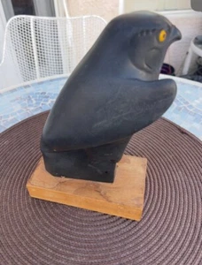 Vintage Horus Black Falcon Statue Alva Museum Replica Louvre Original - Picture 1 of 10