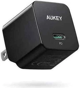 Aukey Minima 20w USB-C PD Fast Charger w/ Foldable Plug -Black - NEW SEALED - Picture 1 of 3