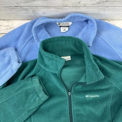 Lote de 2 Chaqueta Polar Columbia Cremallera Completa Para Mujer’s XL Exterior Informal Verde Azul Foto 1 de 4