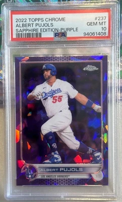 Topps 2022 edición cromo zafiro Albert Pujols #237 púrpura #d/10 ¡PSA 10! Foto 1 de 4