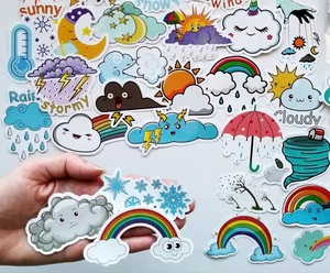 50 x Stickers WEATHER Seasons Rainbow Cloud PVC Card Making Scrapbooking Crafts - Picture 1 of 4