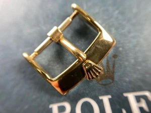Genuine Rolex 16mm Gold Crown Buckle GP for Leather Strap Fits Datejust 20mm Lug - Picture 1 of 6