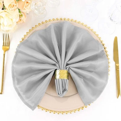 10 Silver Polyester 20x20" Wedding NAPKINS Party Table Linens Light Gray - Image 1 of 4
