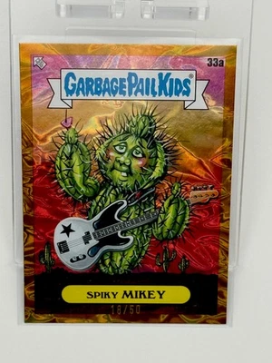 2024 Topps Garbage Pail Kids Green Day SPIKY MIKEY #33a Gold Crumple Foil 18/50 - Image 1 of 3