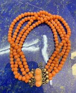 Antikes Mittelmeer-Korallen Armband mit Silber vergoldeter Schließe/ 4-R.  20,7g - Bild 1 von 11