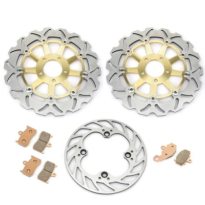 For Kawasaki 3 Front Rear Brake Rotors Discs Pads Z 1000 ZR1000 2003-2006 2005 Foto 1 de 4