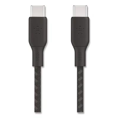 BOOST CHARGE Braided USB-C to USB-C Cable, 100 W Power Delivery, 6.6 ft, Black - Image 1 of 4