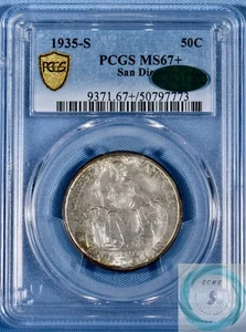 1935-S San Diego Commemorative 50c NGC MS67+ w/CAC -Superb Gem+ Stunner - Picture 1 of 14