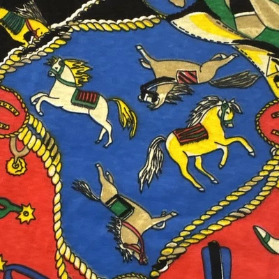 Vintage D'JON FABRICS Cowboy Hats Boots Horses Cotton Knit Western 11087 Rare - Image 1 of 4