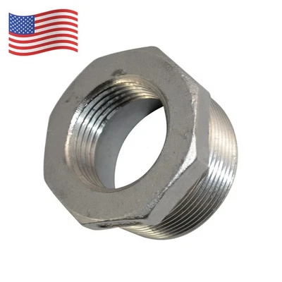 1-1/2” male to 1“ female bushing Pipe Reducer Fitting Connector Adapter SS 304 - Image 1 of 4