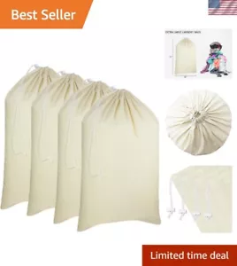 Durable Beige Canvas Laundry Bags - Extra Large 4-Pack for Organizing Clothes - Picture 1 of 8
