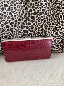 NWOT Mundi Faux Croc Clutch Wallet Red w/Change Purse I.D. - Picture 1 of 7