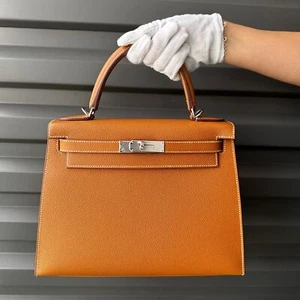 HERMES Kelly 28 Sellier Gold Epsom Leather Palladium Hardware - BNIB FULL SET - Picture 1 of 14