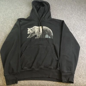 The North Face Hoodie Mens Medium Black Sweatshirt Bear Logo Graphic Pullover - Picture 1 of 9