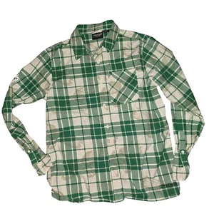 Spyder Flannel Shirt Long Sleeve Button Up Plaid Outdoors Green White M - Picture 1 of 6