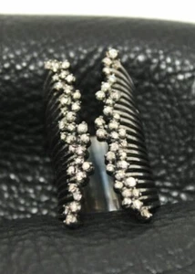 Anillo de diseñador de diamantes Pave de plata 925 hecho a mano anillo de diamantes regalo de aniversario. - Imagen 1 de 12