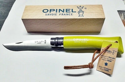 Nuovo Opinel Colorama,n.07 con laccetto in cuoio,color Anice,002207