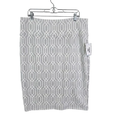Mujer Lularoe Gris Blanco Geométrico Cassie Falda Lápiz Poliéster Elastizada 2XL Foto 1 de 4