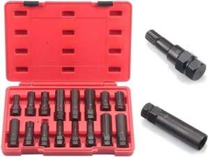 16 Piece SAE Metric Universal Locking Lug Nut Master Key Set Wheel Lock Removal - Picture 1 of 3