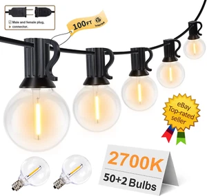 Stringa solare 100 piedi 50 LED luci a sfera esterno giardino cortile decorazione lampada impermeabile - Foto 1 di 22