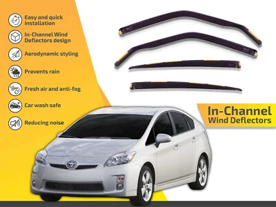 Deflectores de viento en canal para Toyota Prius 2010-2015 4 piezas viseras protector de lluvia Foto 1 de 4