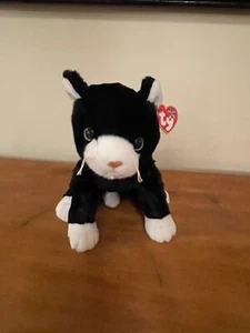 Peluche Ty Beanie Buddies Cremallera Gatito Negro Blanco Ojos Verdes 1999 De Colección - Imagen 1 de 11