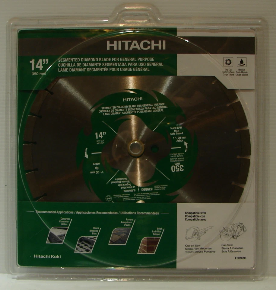 Hitachi 339593 14" borde segmentado hoja de diamante bloque de ladrillo rápido hormigón Foto 1 de 1