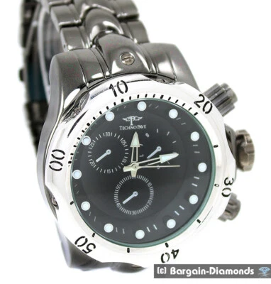 Reloj Hombre Pesado 52 mm Negro Plata Clubbing Negro Gator Pulsera a 8.5" Pulsera Foto 1 de 4
