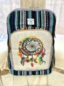 Großer Hanf Rucksack Hippie Tasche Bunt Traumfänger Wander Reise Schultertasche - Bild 1 von 5