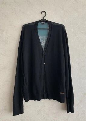 Cárdigan negro de lana Just Cavalli para hombre estampado grande hecho en Italia talla XXL Foto 1 de 4