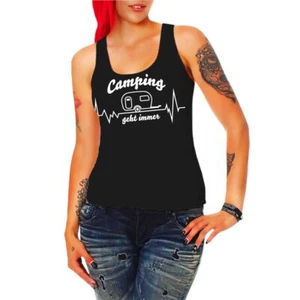 Canotta donna camper campeggio amore battito cardiaco roulotte rimorchio - Foto 1 di 5