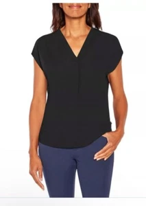 Blusa donna Banana Republic scollo a V davanti vestibilità rilassata nera media AA9 - Foto 1 di 1