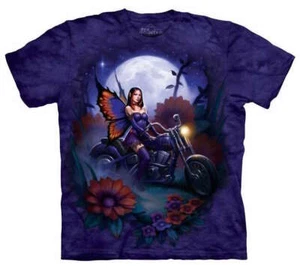 Fairy Biker Elf Night Moon Purple Wings Fantasy Sexy Woman Mountain T-Shirt S-L - Picture 1 of 3