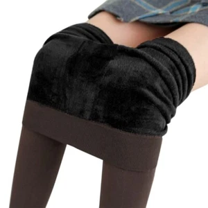 Fleece Lined Leggings for Women High Waist Thick Warm Over The Heel Tights Pants - Picture 1 of 18