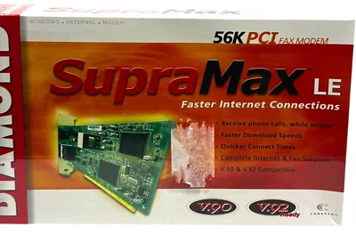 Diamond SupraMax LE 56K PCI Fax Modem V.90 (V.92 Ready) by Conexant - new sealed - Image 1 of 4