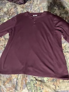 Magellan 1/4 Button Thermal Henley Shirt Mens 2XL Maroon Classic Fit Long Sleeve - Picture 1 of 5