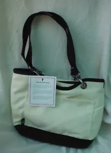 Thirty One Insulated Lunch Tote natural canvas blue trim NWT hot/cold - Picture 1 of 7