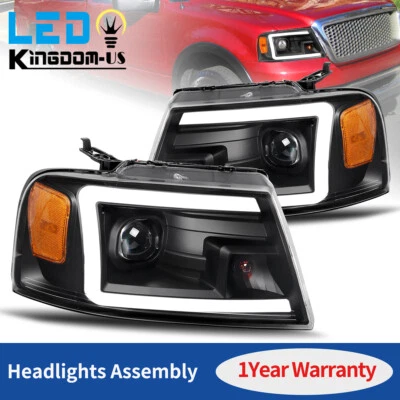 Projector LED DRL Headlights Assembly For 2004-2008 Ford F150 F-150 Headlamps - Image 1 of 4