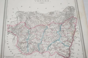 GRANDE CARTE DEPARTEMENT VOSGES 1839 CHARLE LETRONNE COULEURS MAP C86 - Foto 1 di 2